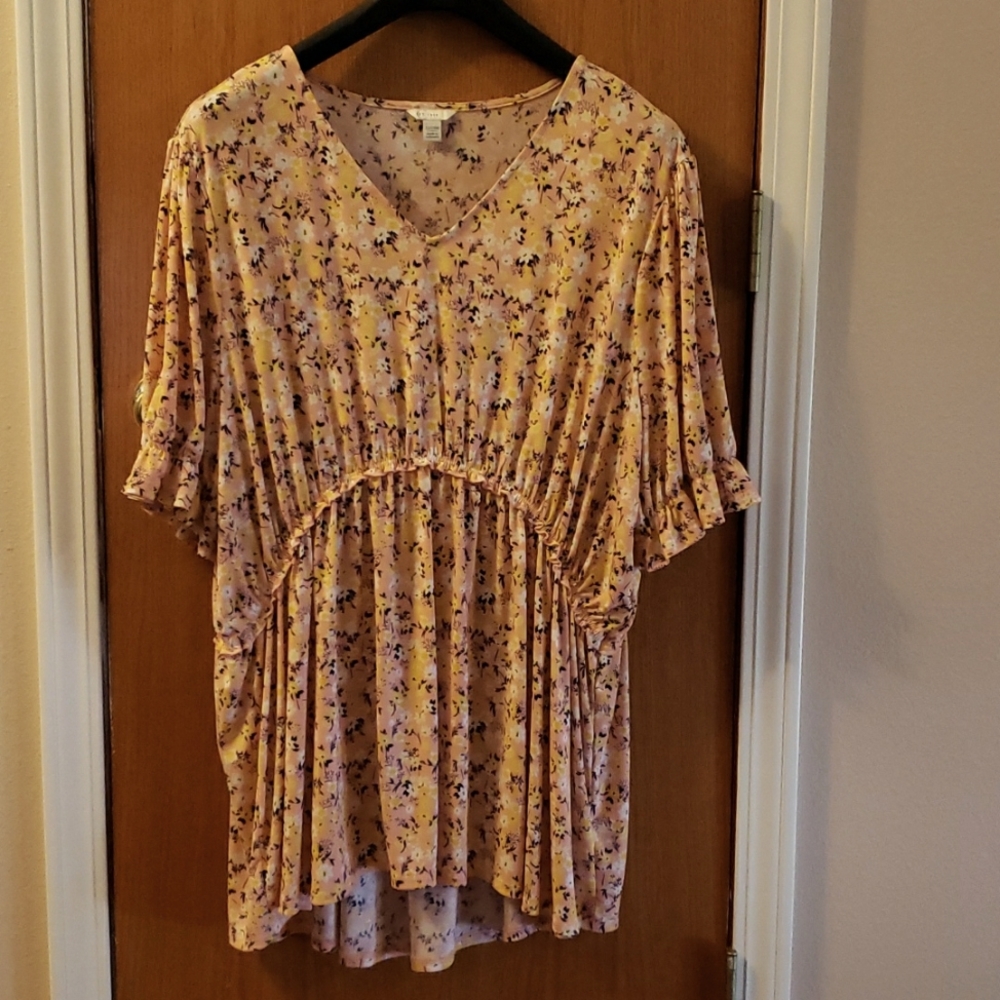 Cato Baby Doll Tunic, Size 22/24, Pink/Yellow Floral (B1)